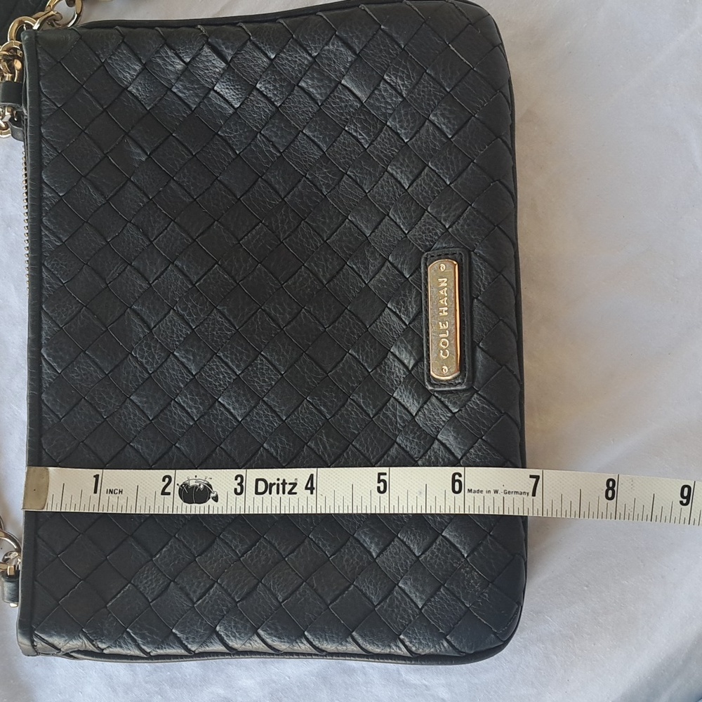Cole Haan Black Leather Crossbody with Gold Chain - Picture 10 of 12